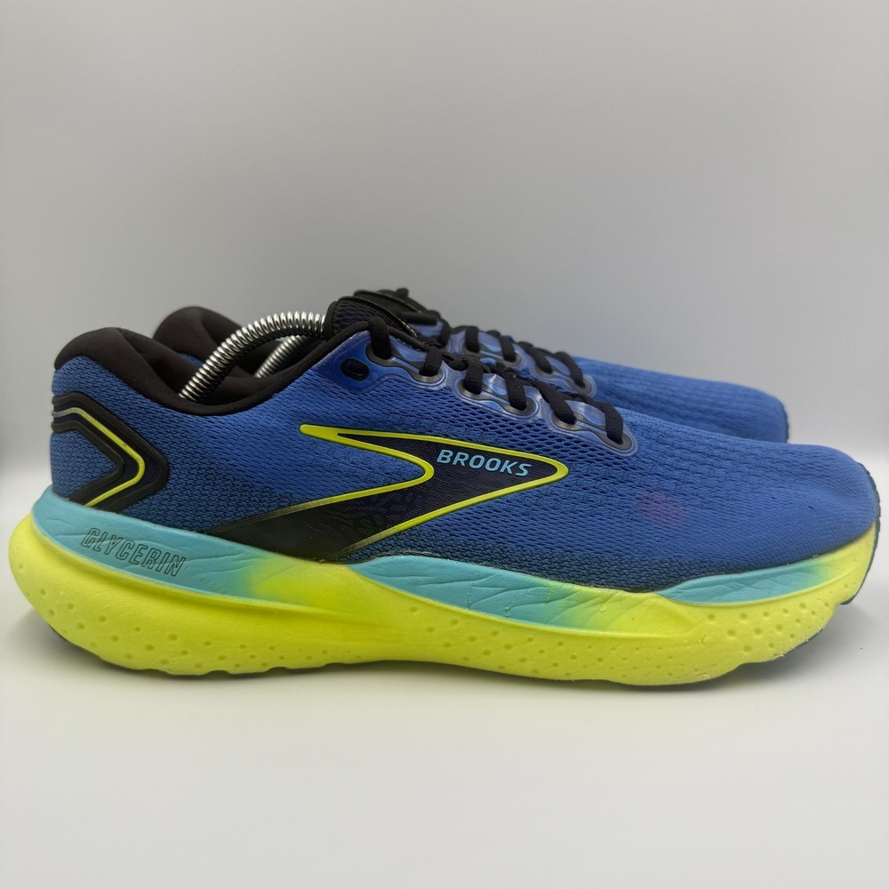 Brooks Glycerin 21 Blue Running Sneakers Men's Size 12 D Yellow Shoes 110419D429